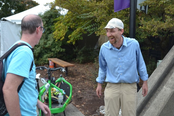 Josh Volk, the individual Responder of the day, turned in a scorching 3 hours 31 minutes. Here he is recounting the day with Bill Stites. Over 30 miles of navigation (complete with rough terrain and barriers), over 100 pounds of relief supplies collected and delivered. Josh's back is a little sore.